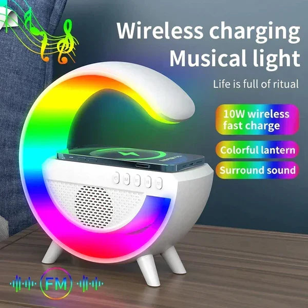 RGB Light Wireless Charger Stand USB Bluetooth Speaker